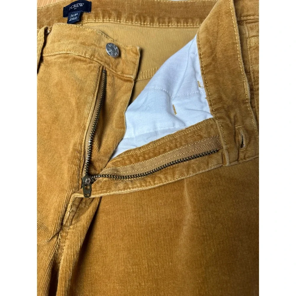J.Crew Womens Corduroy Pants 31P Tan Gold Straight Leg Stretch Petite Trousers